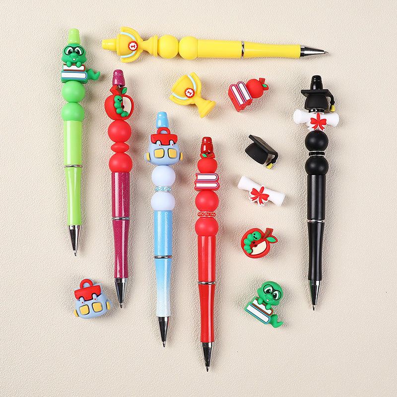 Wholesale 20pcs  Cartoon Apple 3D Silicone Beads Food Grade Molar Loose Beads diy Baby Teeth Anti-drop Chain Beads