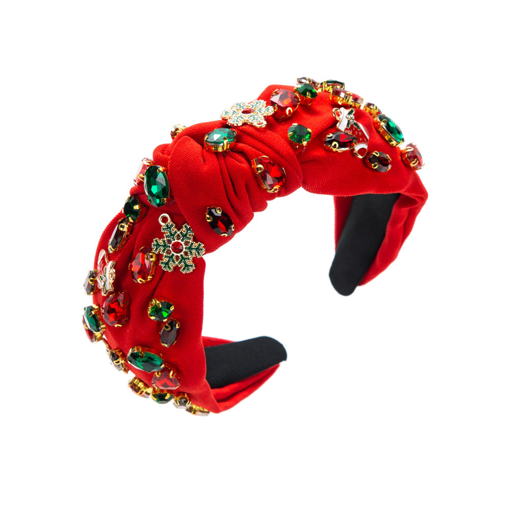 Wholesale Christmas Middle Knot Christmas Tree Snowflake Accessories Rhinestone Head Hoop