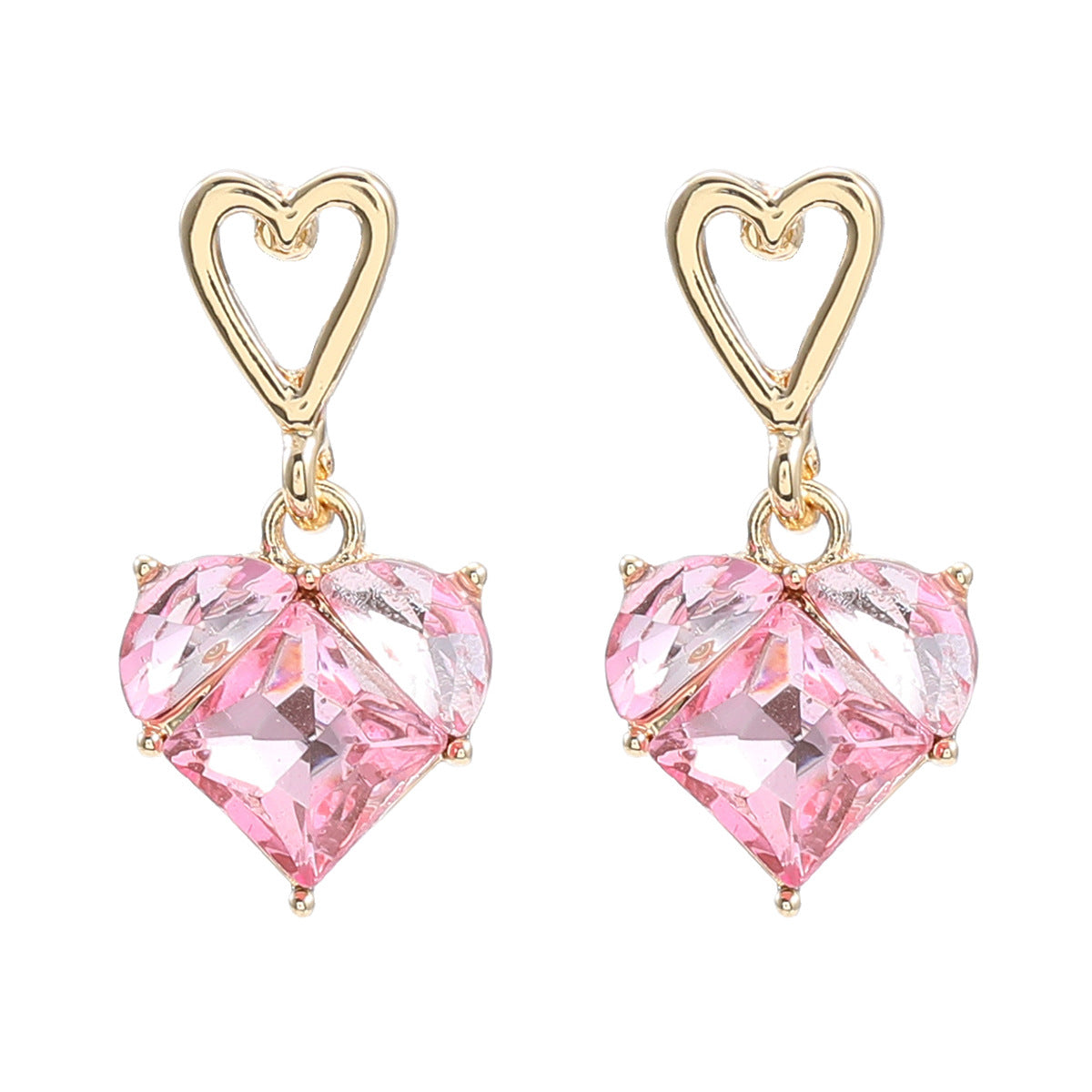 Wholesale Love Shaped Earrings Exaggerated Colored Diamond Earrings