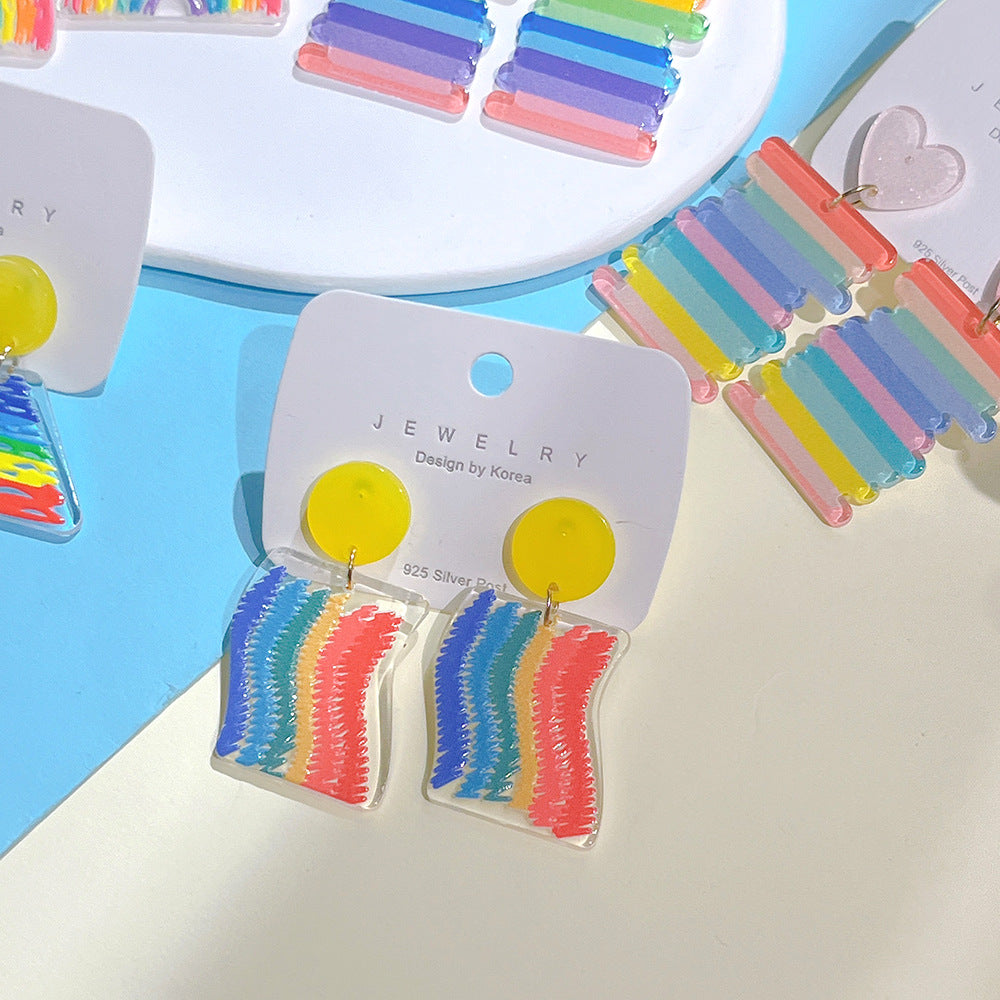 Pendientes de coloridos acrílicos acrílicos al por mayor arcoiris