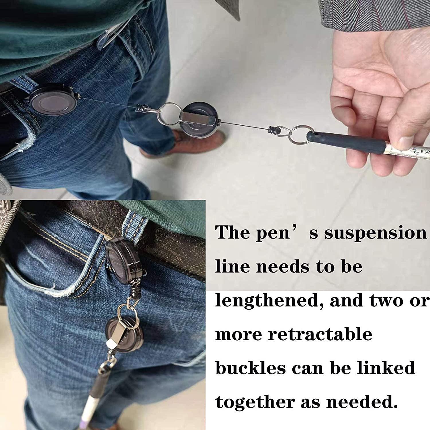 Wholesale Translucent PVC with Pen Cover Badge Scroll Retractable Keychain