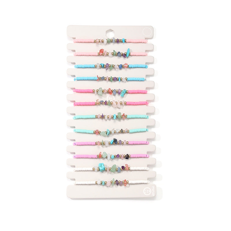 Wholesale Colored Soft Pottery Pieces Ethnic Style Stacking Bracelets