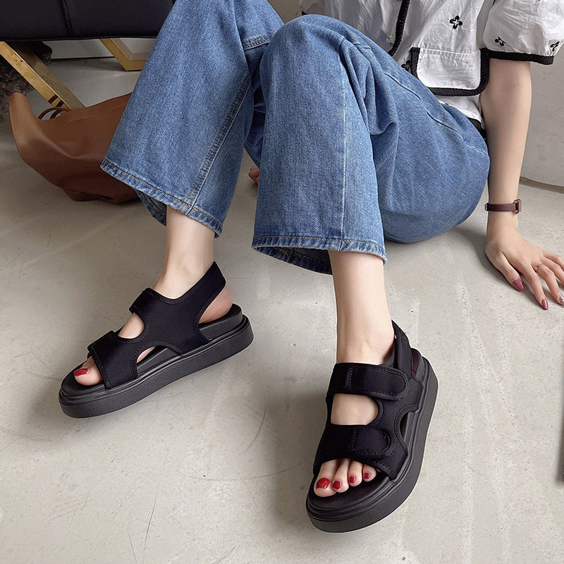 Wholesale Cloth Velcro Platform Sandals