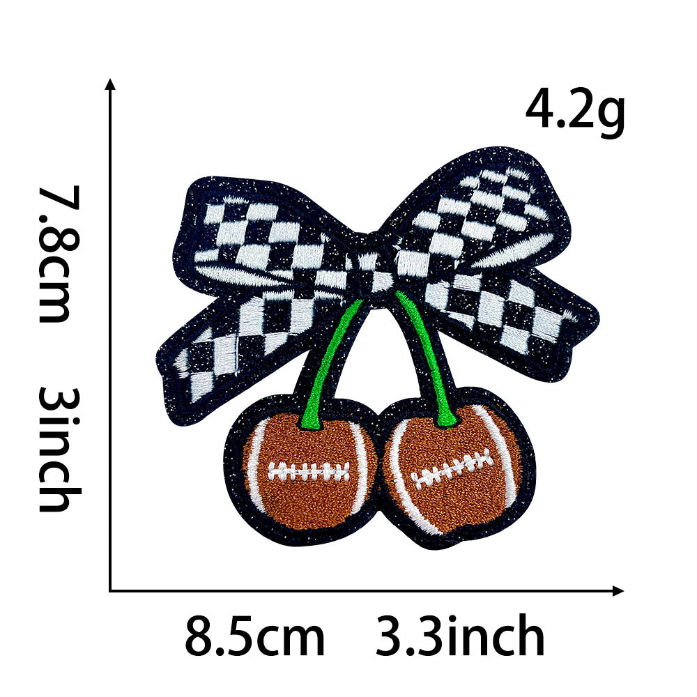 Wholesale Trendy Blue Ball Sequin Embroidered Patch With Bow Iron On Adhesive For Coats DIY Fashion Accessory Gift