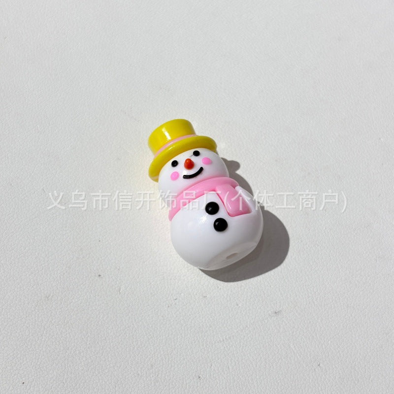 Wholesale  Random 100pcs/pack Perforated Soft Rubber Cartoon Snowman Hat Beads  3D Focal Beads