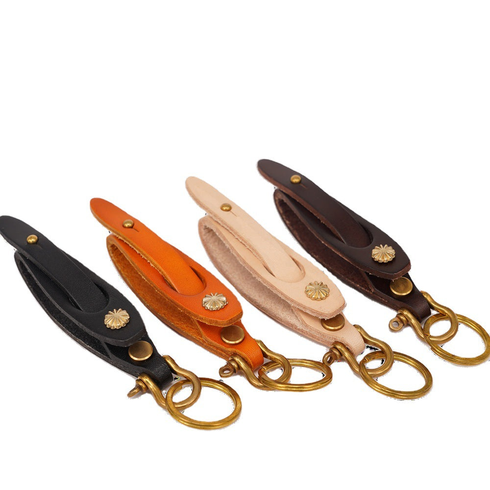 Wholesale Simple First Layer Cowhide Keychain