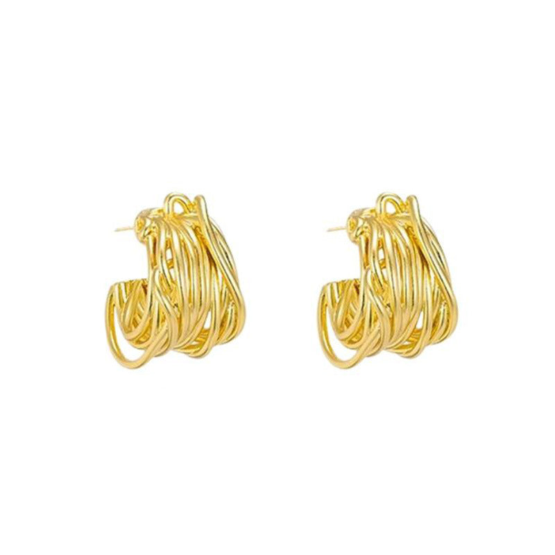 Wholesale Vintage Hollow Metal Heavy Wire Wrap C Shape Earrings