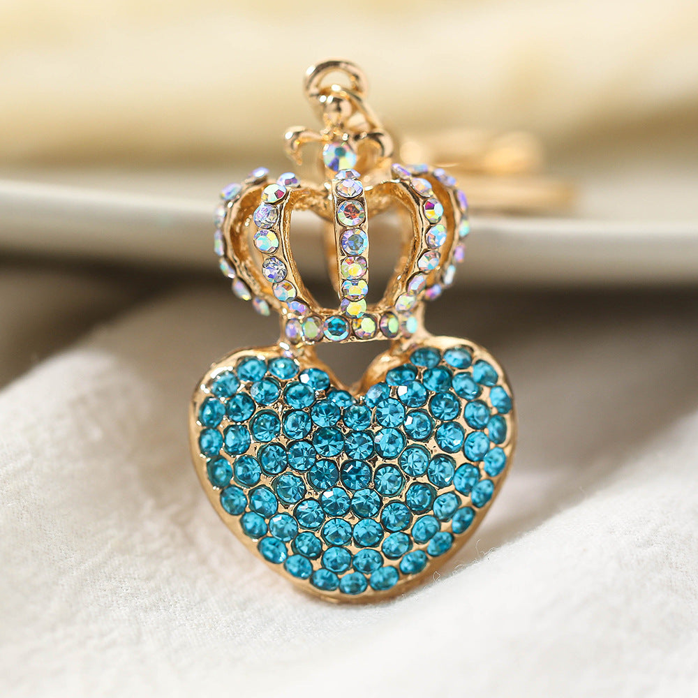 Wholesale Diamond Heart Crown Metal Keychain
