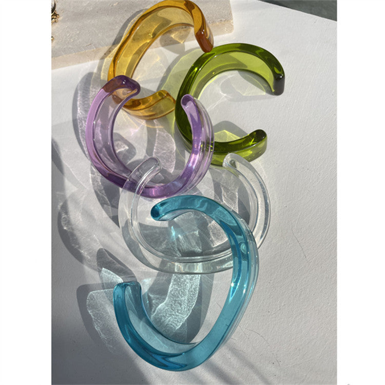 Wholesale Color Acrylic Bracelet Simple Geometric Transparent Resin Bracelet