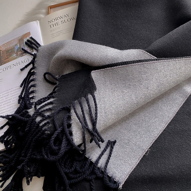 Wholesale Double Sided Solid Color Scarf Long Thickened Warm Shawl
