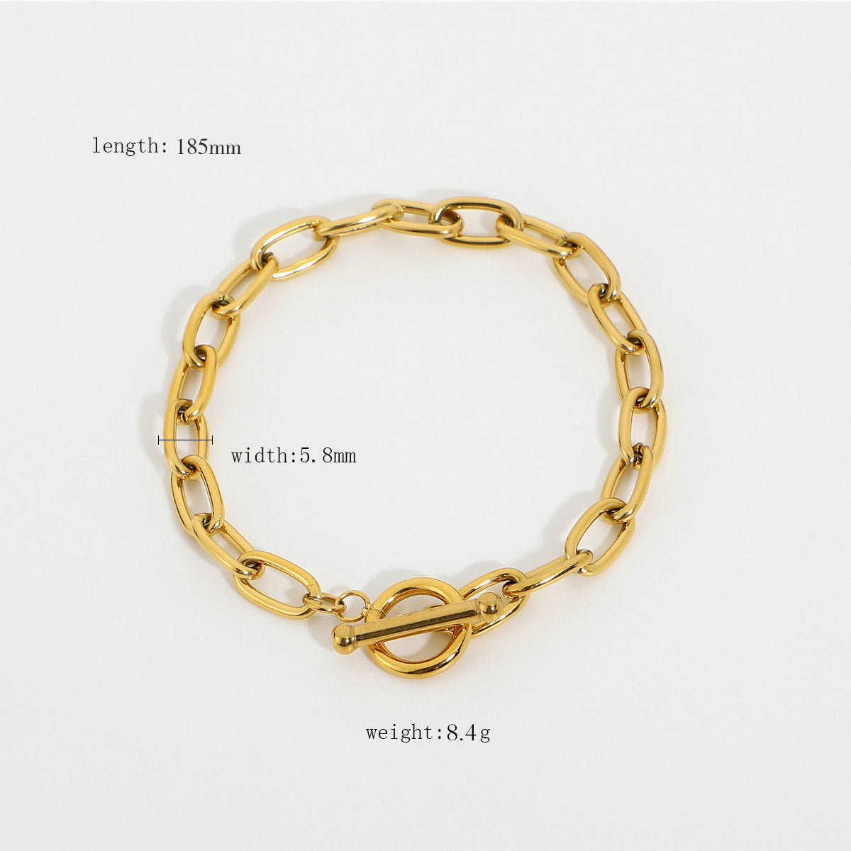 Wholesale fashion gold-plated stainless steel oval chain bracelet