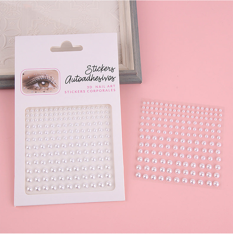 Wholesale 3456mm Milk White Pure White Pearl DIY Acrylic Crystal Diamond Beauty Eye Makeup Stickers