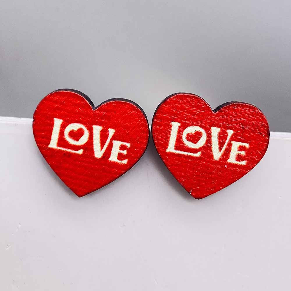 Wholesale Valentine's Day Pink Envelope Dwarf Rose Wooden Earrings