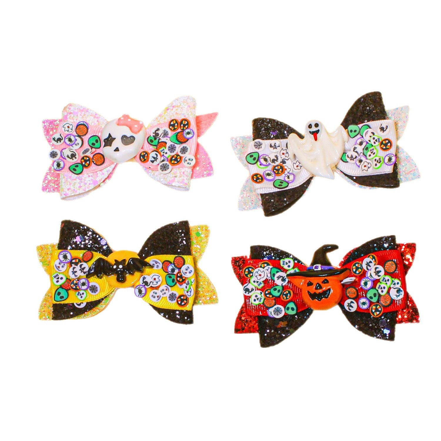 Wholesale  Pumpkin Ghost Bat Skull Candy Needle Bow Children' s Hair Clip