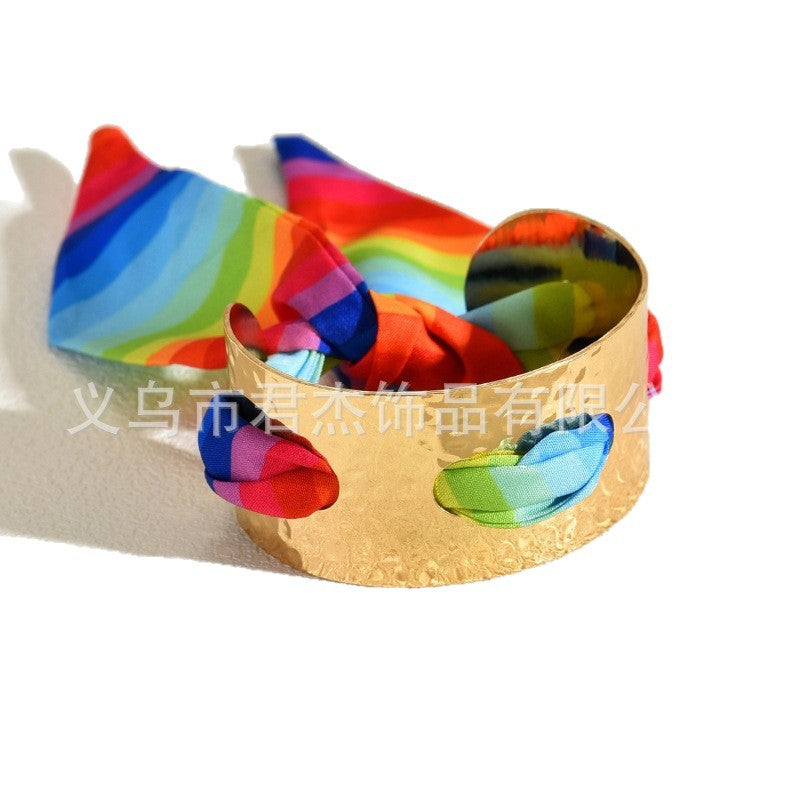Wholesale Rainbow f heart metal irregular bracelet