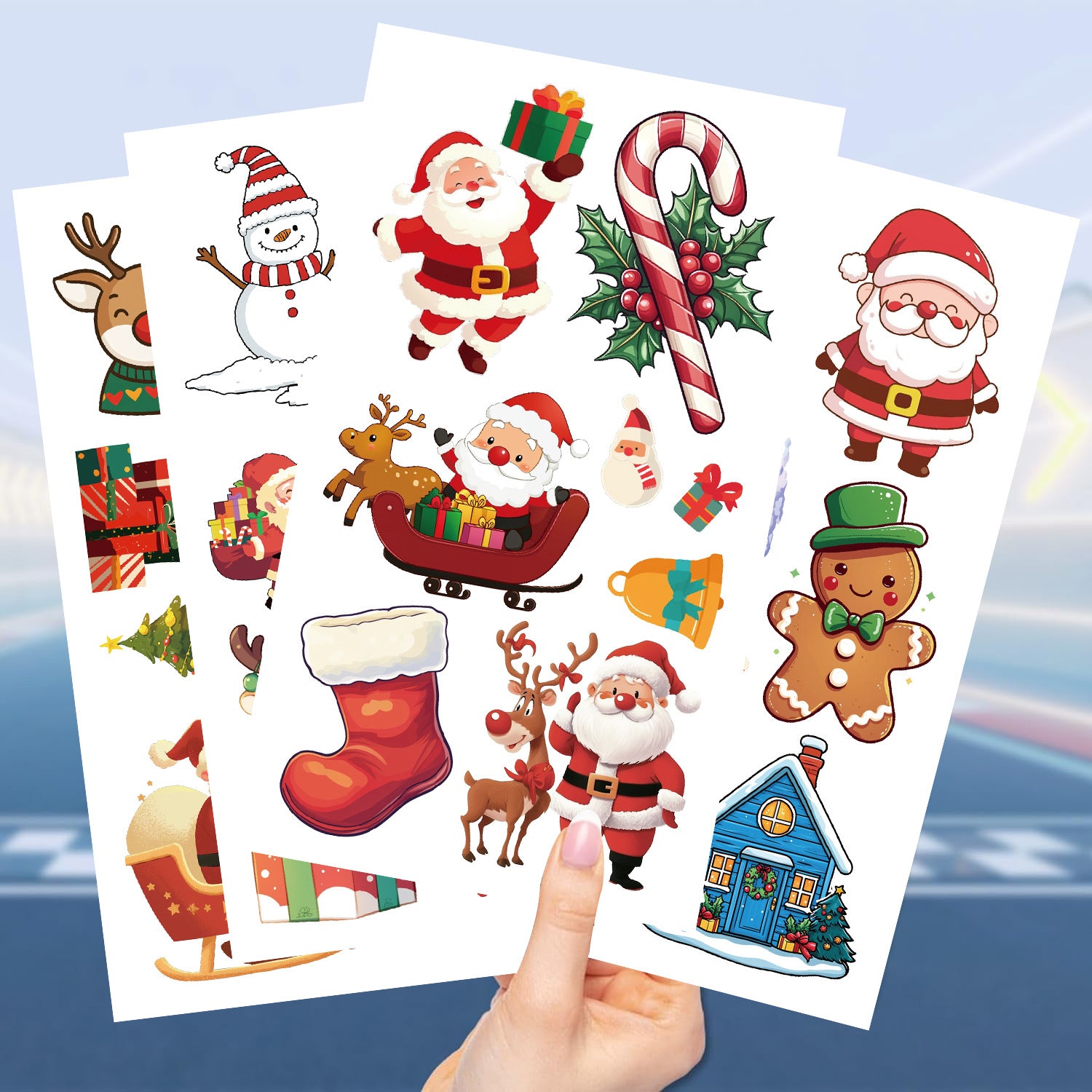 Wholesale 10pcs cartoon Christmas holiday tattoo stickers