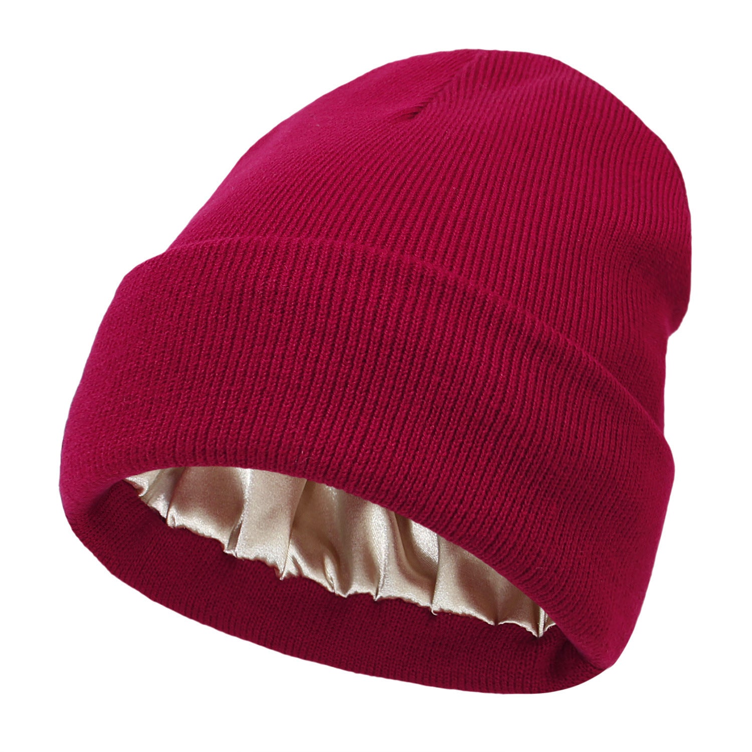 Wholesale Winter Protective Hairstyle Warm Knitted Satin Woolen Hat