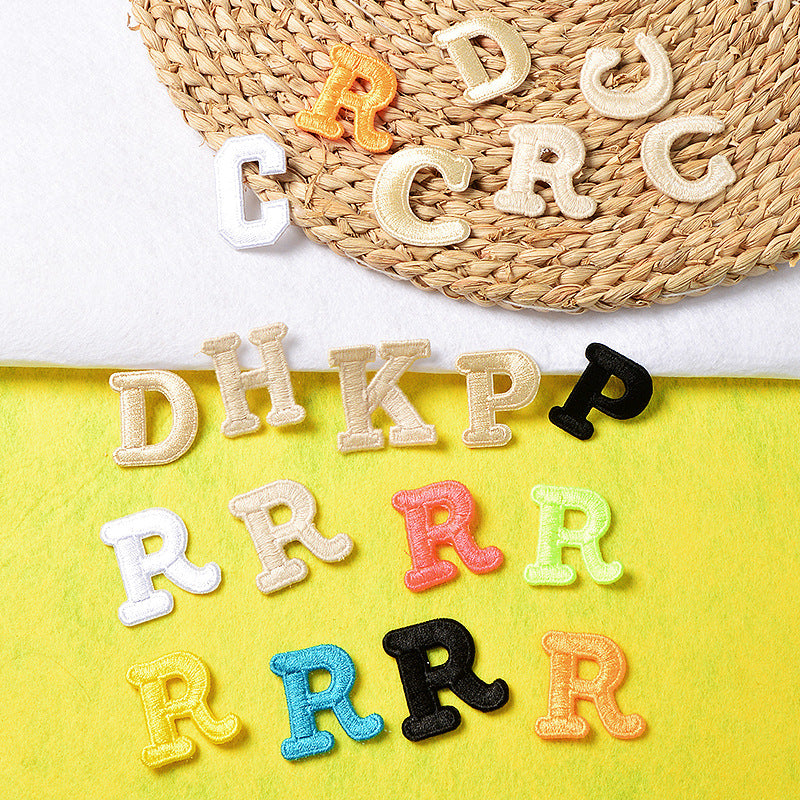 Wholesale Embroidered Letter R Patch Iron On Sew On Applique For Caps T Shirts Towels DIY Decorative Craft Supply