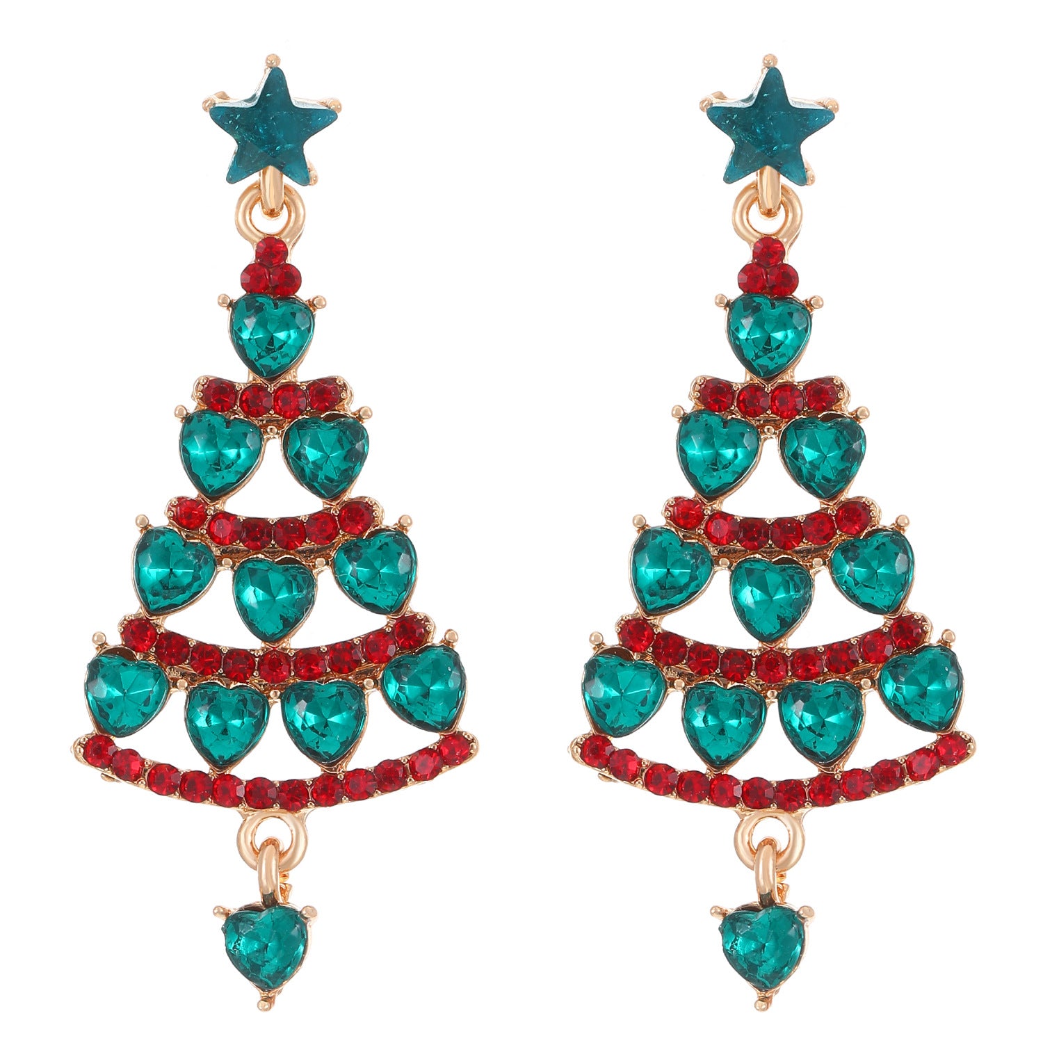 Wholesale Diamond-encrusted Christmas tree earrings