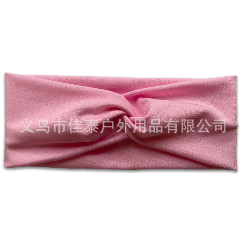 Wholesale Women's Solid Color Cross Hair Band Elastic Wide-brimmed Hair Band Exercise Running Sweat-absorbent Headband
