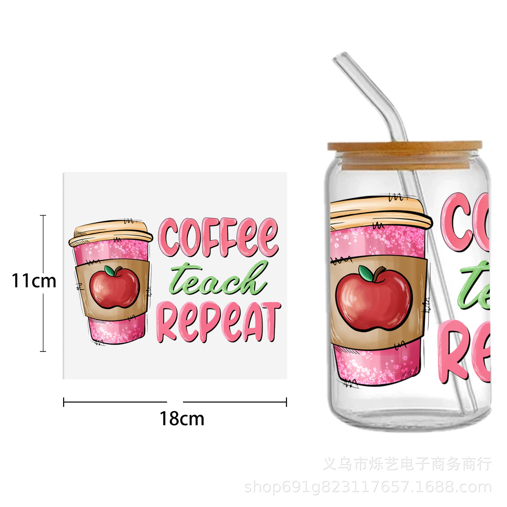 Wholesale Cute Smiley Flower Series Printing UV DTF Transfer Crystal Cup Sticker