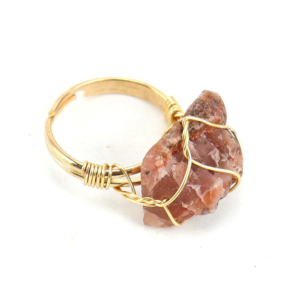 Wholesale The New Statement Hand-wound Rough Stone Agate Ring Is Adjustable