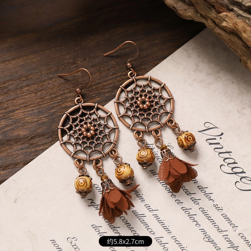 Wholesale Bohemian Feng Shui Drop shaped Long tassel Earrings