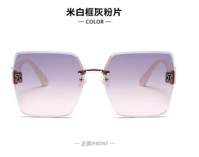 Wholesale Frameless Trimmed Large Frame Gradient Lens Sunglasses