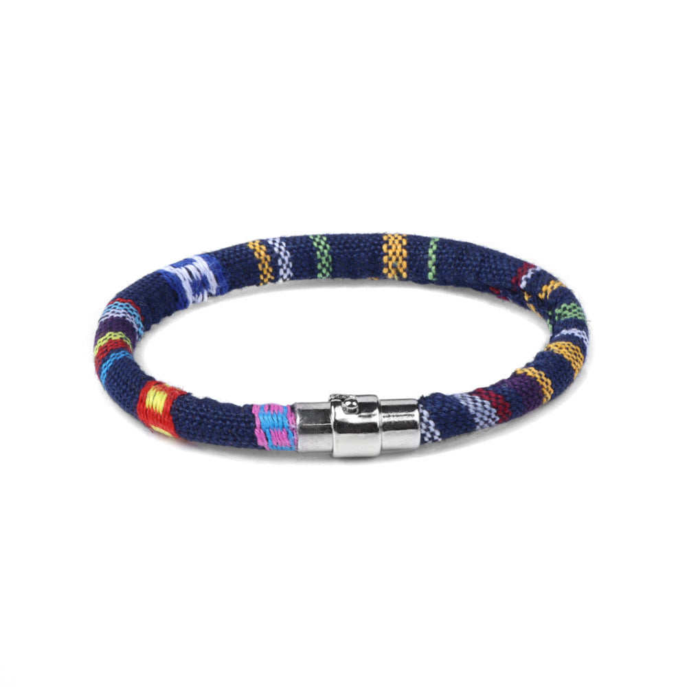 Wholesale Colorful Fabric Bohemia Magnetic Buckle Bracelet