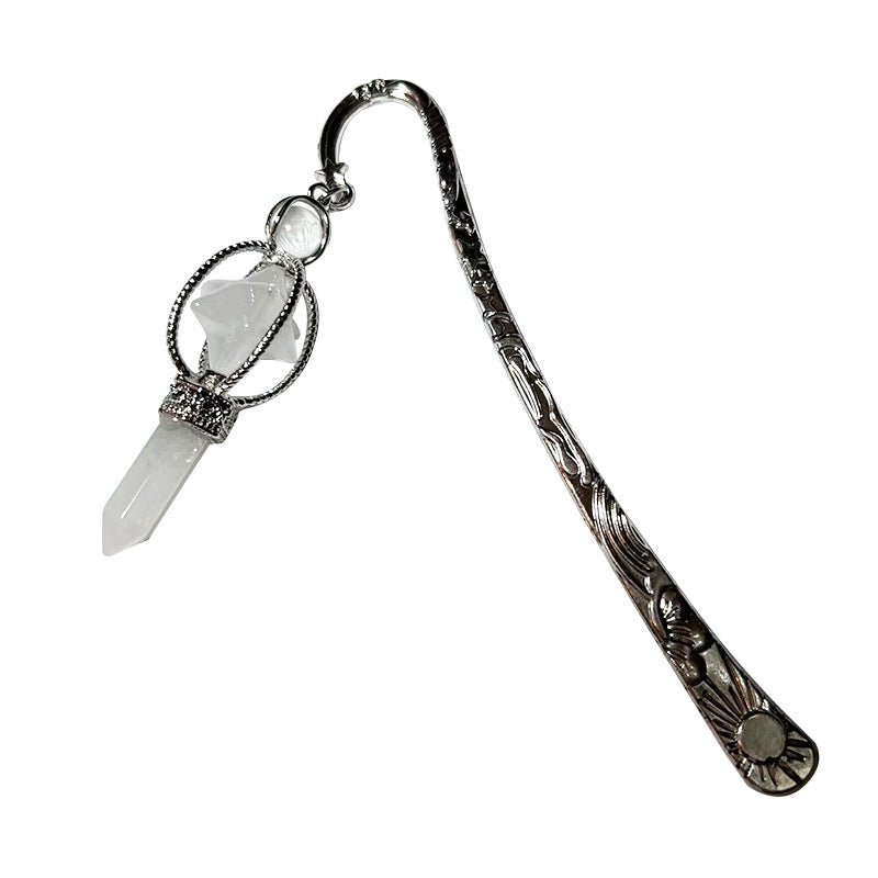 Wholesale Rotate Metal Natural Crystal Stone Learning Stationery Bookmark