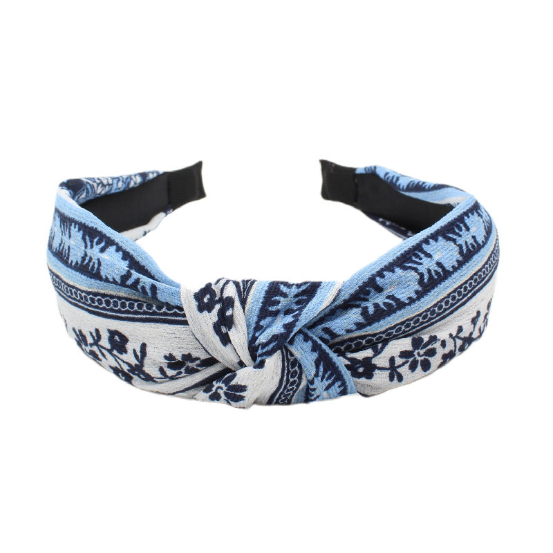 Wholesale Cross Pattern Knot Fabric Wide Edge Headband