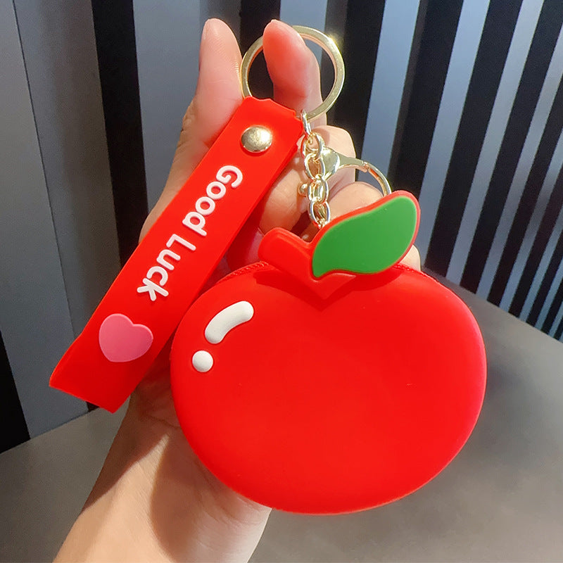 Wholesale Silicone Fruit Apple Coin Purse Keychain