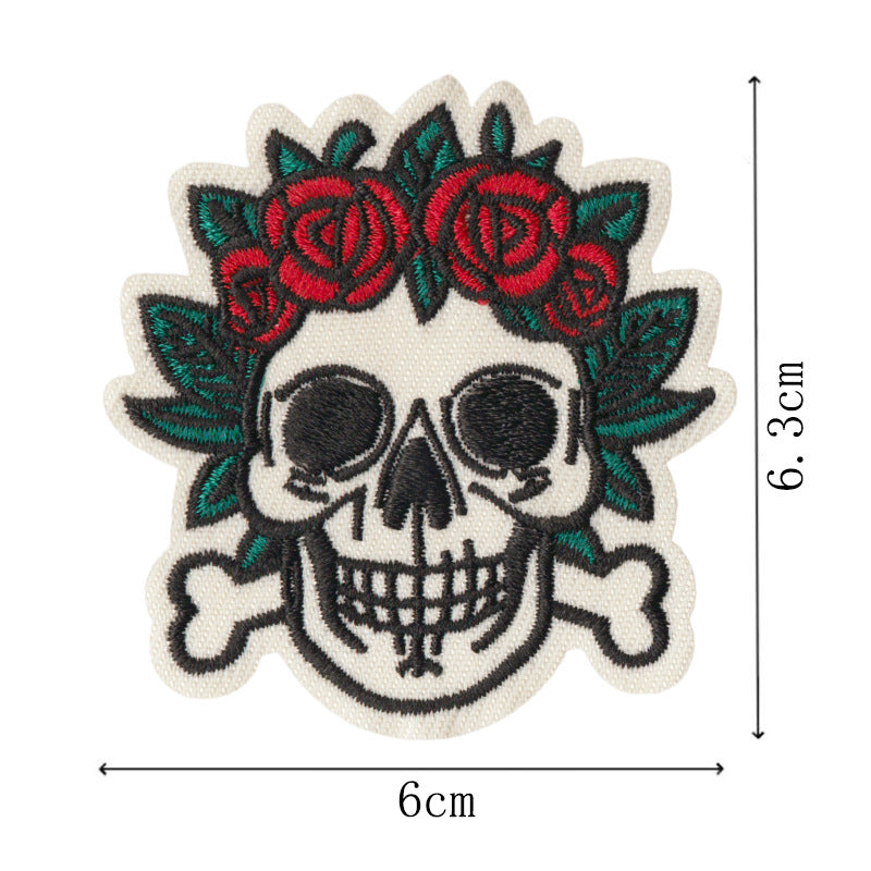 Wholesale Stylish Cartoon Skull Embroidered Iron On Patches 9 Piece Set For Towels Clothing DIY Accessories