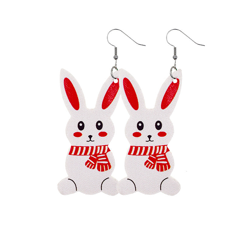 Wholesale Easter Bunny Egg Leather Earrings