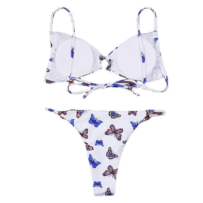 Wholesale Butterfly Print Two-piece Swimwear