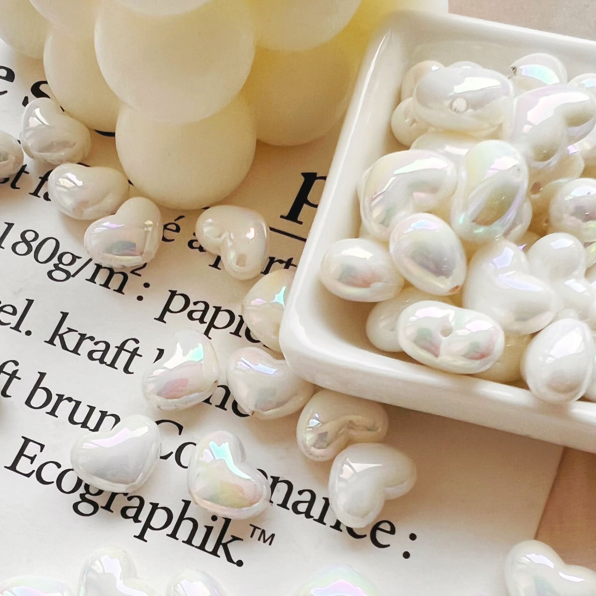 Wholesale 10pcs 10*13mm cream color love beads