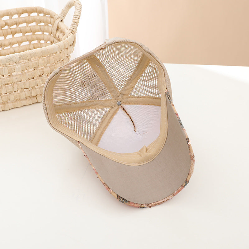 Wholesale Colorful Sequin Mesh Breathable Stitching Children's Baseball Cap