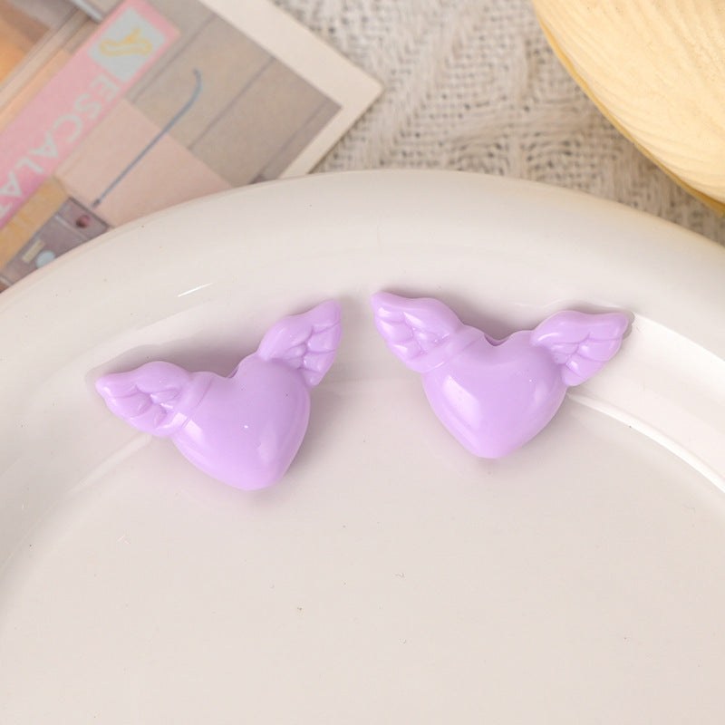 Wholesale 10 pcs Acrylic Heart Wings Necklace Pendant with Hole Beads