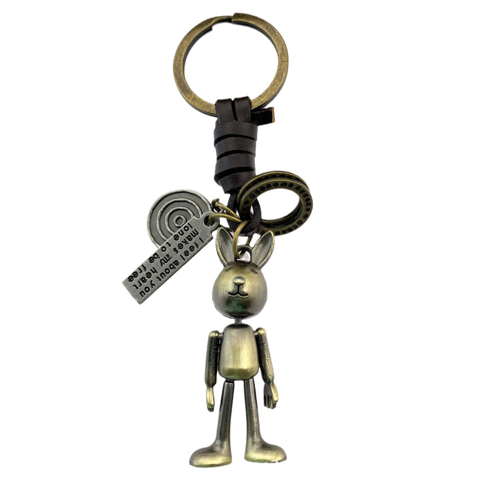 Wholesale Vintage hand-woven movable rabbit keychain