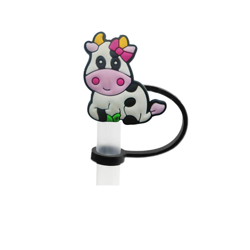 Wholesale 10pcs Cartoon Cow Children's Water Cup Dust and Spill Proof Straw Cover