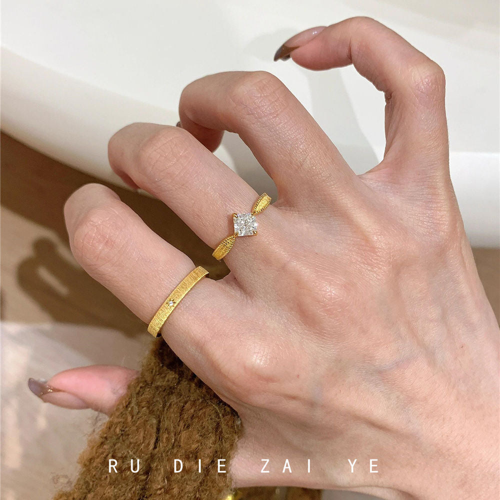 Wholesale Brushed cubic sugar zircon open ring