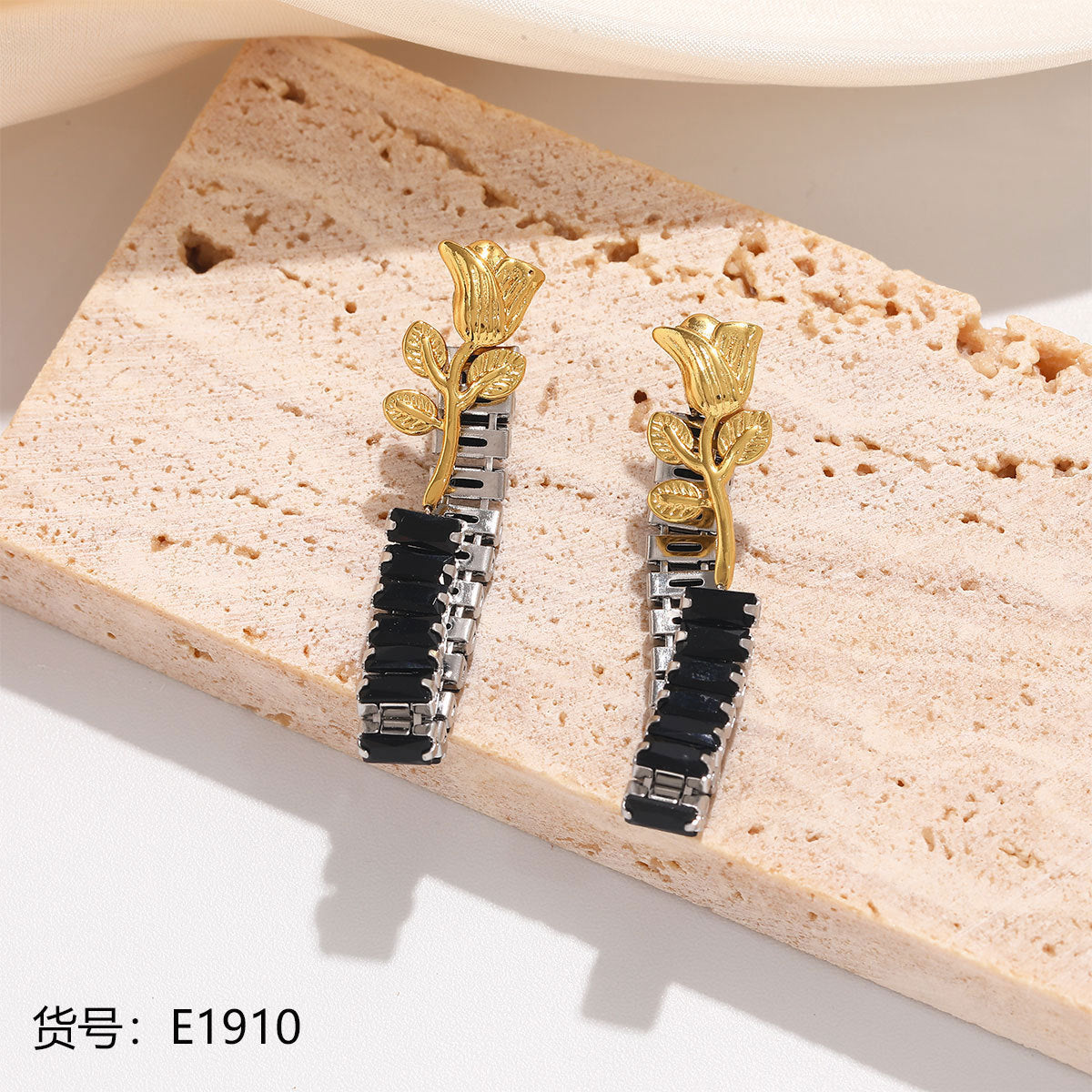 Wholesale Stainless Steel Zircon Tassel Earrings