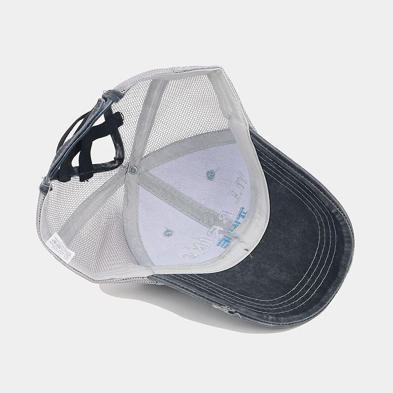 Agujeros bordados de poliéster al por mayor Capilla de béisbol de malla transpirable