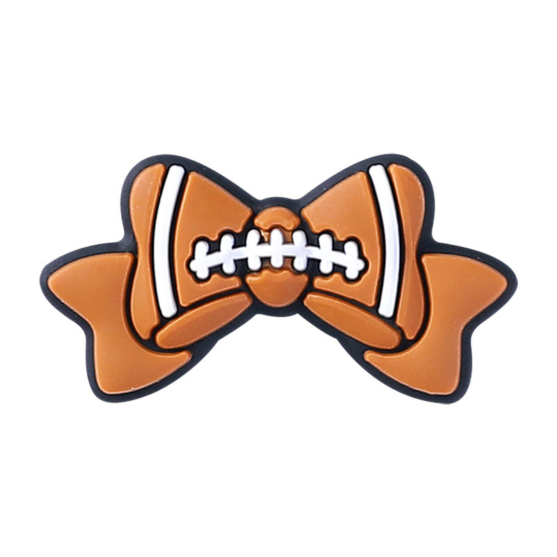 Wholesale  20pcs/pack  Baseball and basketball pattern bow silicone  Focal Beads