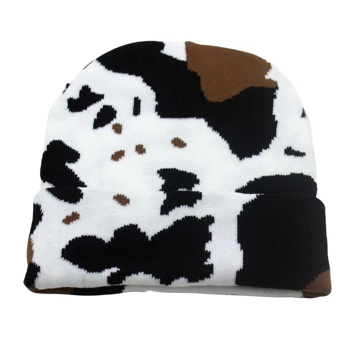 Wholesale Fashion Cow Pattern Jacquard Knitted Beanie