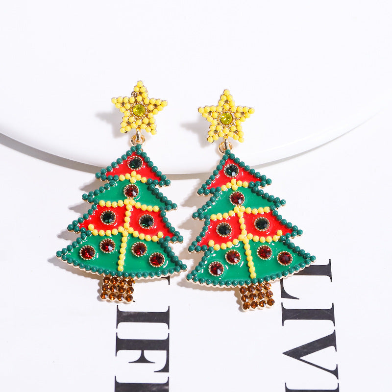 Wholesale Christmas Cartoon Faceless Doll Red Guard Diamond Earrings