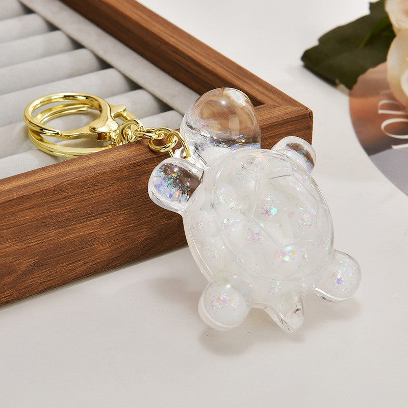 Wholesale Acrylic flowing sand turtle keychain