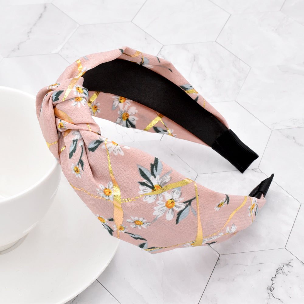 Wholesale Gold Daisy Flower Fabric Headband