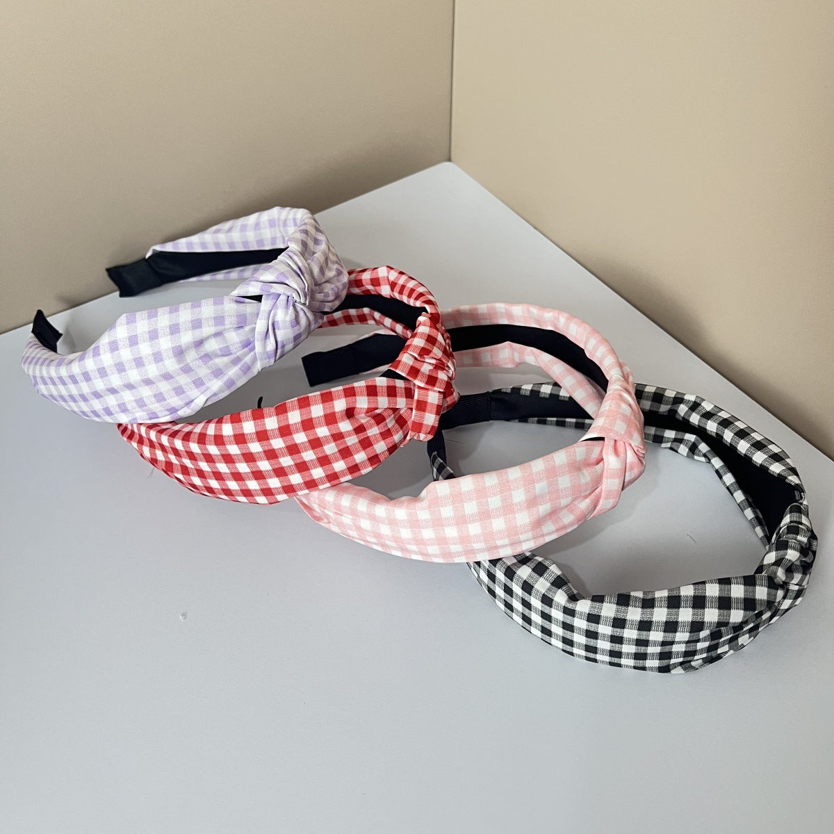 Wholesale Fabric Pure Flower Fruit Lemon Orange Cherry Wide Edge Knotted Headband Combination 4Pcs