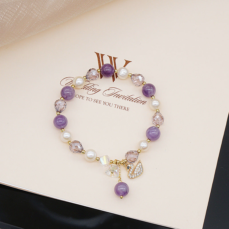 Amethyst de rosa al por mayor amatista de agua dulce de agua dulce brazalete ajustable